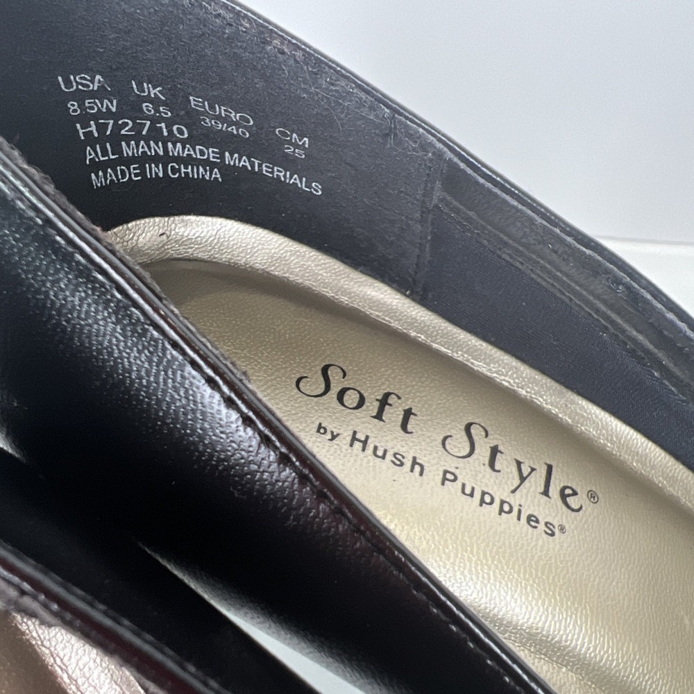 Soft Style Hush Puppies Black Pumps Womens 8.5W Wide Comfort Career Dress Heels - Picture 6 of 16